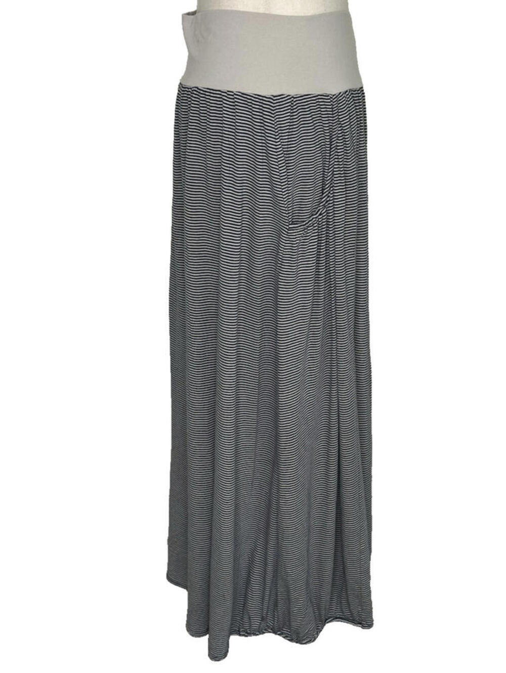 Garnet Hill Favorite Maxi Skirt Pockets Lagenlook Womens XL Navy Blue Striped - Picture 5 of 9